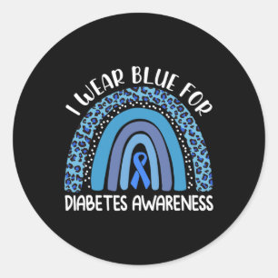 Ich trage Blauer für Diabetes Awareness Support Re Runder Aufkleber