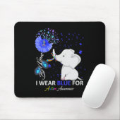 Ich trage blaues Autismus Bewusstsein Niedlich Ele Mousepad (Mit Mouse)