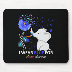 Ich trage blaues Autismus Bewusstsein Niedlich Ele Mousepad