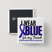 Ich trage blaues Freund-rheumatoide Arthritis RA Button (Vorne & Hinten)
