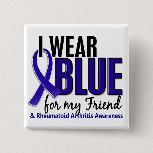 Ich trage blaues Freund-rheumatoide Arthritis RA Button (Vorderseite)