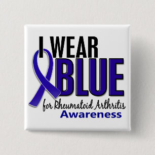 Ich trage blaues rheumatoide Arthritis RA des Button