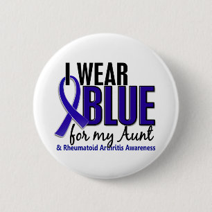Ich trage blaues Tante rheumatoide Arthritis RA Button