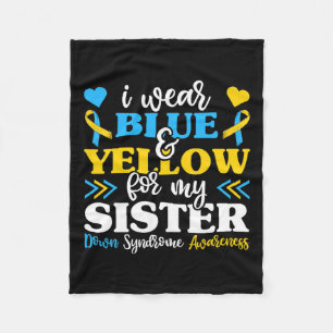 Ich trage blaugelb für mein Schwester-Down-Syndrom Fleecedecke