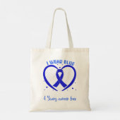 Ich trage Blue Colon Cancer Survivor Geschenke 4 J Tragetasche (Rückseite)