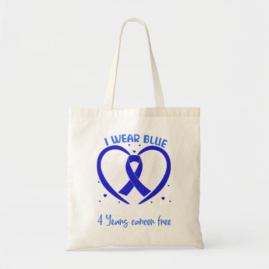 Ich trage Blue Colon Cancer Survivor Geschenke 4 J Tragetasche (Vorne)