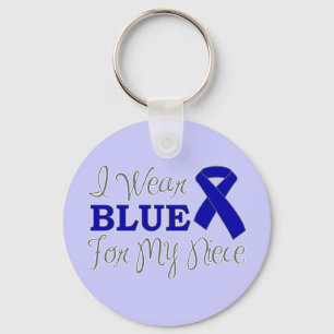 Ich trage Blue for My Niece (Blue Awareness Ribbon Schlüsselanhänger