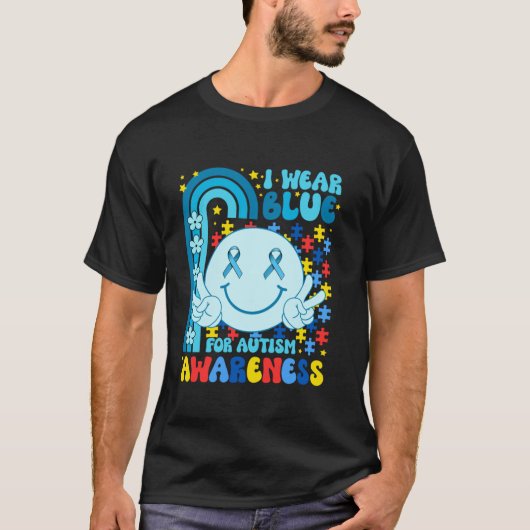 Ich trage Blue für Autismus Awareness Month Smile T-Shirt (Vorderseite)