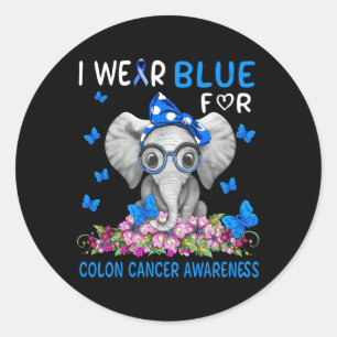 Ich trage Blue für Colon Cancer Awareness Runder Aufkleber