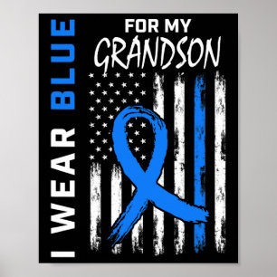 Ich trage Blue für Grandson Diabetes Awareness Fla Poster