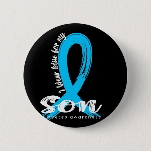 Ich trage Blue für meinen Sohn Diabetes Awareness Button (Vorderseite)