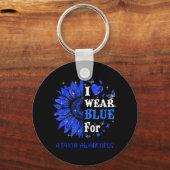 Ich trage Blue Twinkle Herz Sonnenblume Ataxien Aw Schlüsselanhänger (Vorderseite)