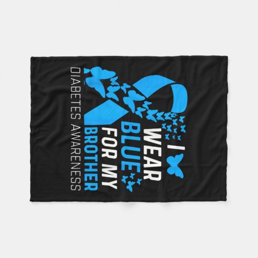 Ich trage Blues für meine Bruder Ribbon Diabetes A Fleecedecke (Vorderseite (Horizontal))