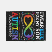 Ich trage Blues für meinen Sohn Autismus Bewusstse Fleecedecke (Vorderseite (Horizontal))