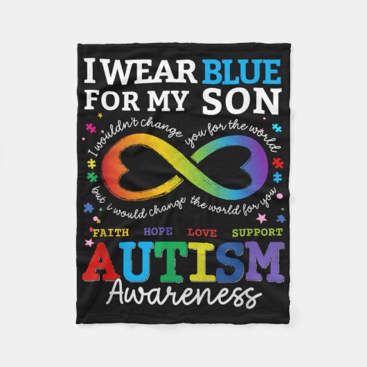 Ich trage Blues für meinen Sohn Autismus Bewusstse Fleecedecke (Vorderseite)