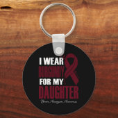 Ich trage Burgund für meine Tochter Gehirnaneurysm Schlüsselanhänger (Vorderseite)