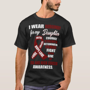Ich trage Burgunder Kopf und Nackenkrebs-Bewusstse T-Shirt
