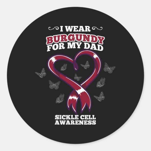 Ich trage Burgundy für mein Vater-Sichelzellanäugn Runder Aufkleber (Vorderseite)