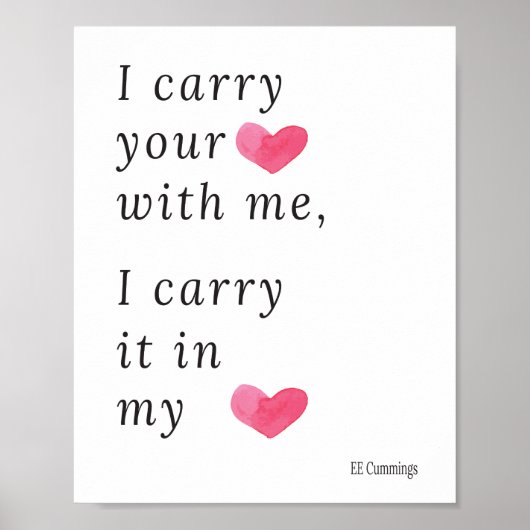 Ich trage dein Herz mit mir, ich trage es in meine Poster (Vorne)