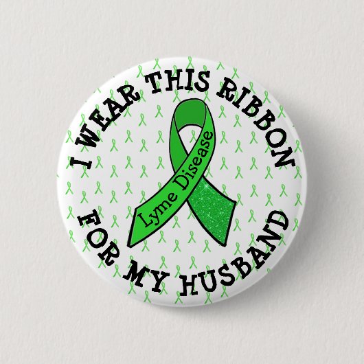 Ich trage dieses Band für meinen Mann Lyme Button (Vorderseite)