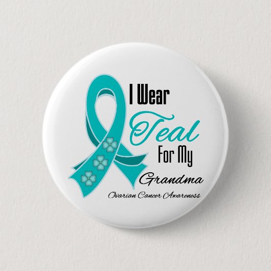 Ich trage ein Aquamarines Ribbon-Ovarialkarzinom-O Button (Vorderseite)