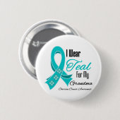 Ich trage ein Aquamarines Ribbon-Ovarialkarzinom-O Button (Vorne & Hinten)