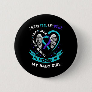 Ich trage ein Aquamarines und Lila Baby-Suizid-Bew Button