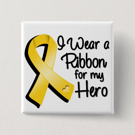 Ich trage ein goldenes Band für meinen Helden Button (Vorderseite)