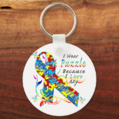 Ich trage ein Rätsel, weil ich meine Enkelin Liebe Schlüsselanhänger (Vorderseite)