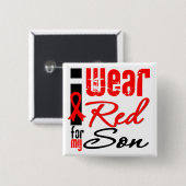 Ich trage ein rotes Band für meinen Sohn Button (Vorne & Hinten)