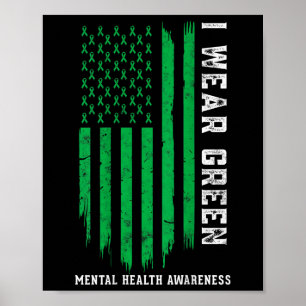 Ich trage eine amerikanische Flagge mit grüner Sch Poster