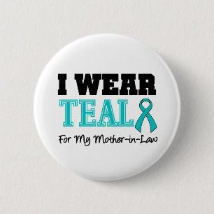 Ich trage eine Aquamarine Band für meine Schwieger Button