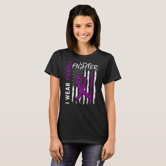 Ich trage eine Lila Fighter Epilepsy Awareness Fla T-Shirt (Vorne ganz)