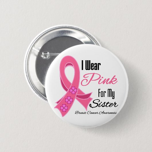 Ich trage eine rosa Ribbon-BrustkrebsSchwester Button (Vorne & Hinten)