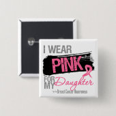 Ich trage eine rosa Schleife für meinen Dauerkrebs Button (Vorne & Hinten)