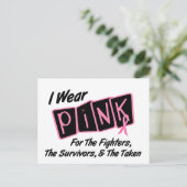 Ich trage eine rosa Schleimhaut für den 8. Brustkr Postkarte (Stehend Vorderseite)