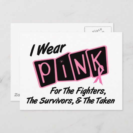 Ich trage eine rosa Schleimhaut für den 8. Brustkr Postkarte (Vorne/Hinten)