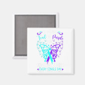 Ich trage einen Aquamarinen und Lila Selbstmordged Magnet (Vorderseite/Rückseite)