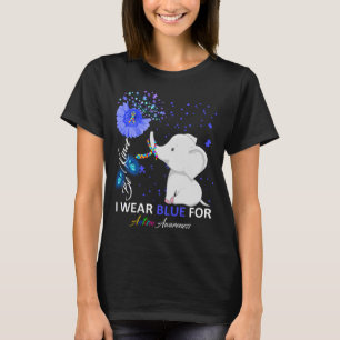 Ich trage einen blauen Elefanten Autismus T-Shirt