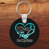 Ich trage für meine Schwester eine Aquamarine Herz Schlüsselanhänger (Vorderseite)