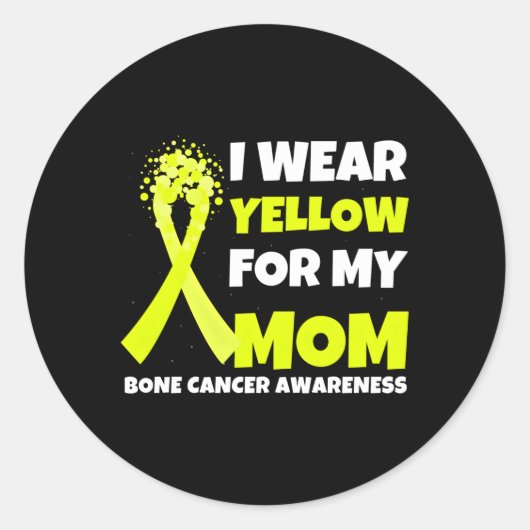Ich trage Gelb für die Mama Knochenkrebs-Sensibili Runder Aufkleber (Vorderseite)