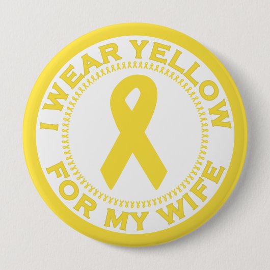 Ich trage Gelb für meine Ehefrau Button (Vorderseite)