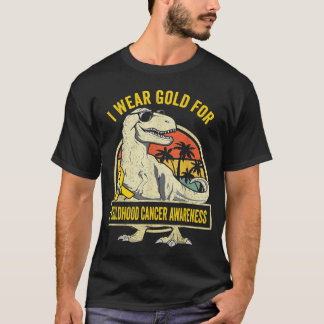 Ich trage Gold für das Kinderkrebsbewusstsein Dino T-Shirt
