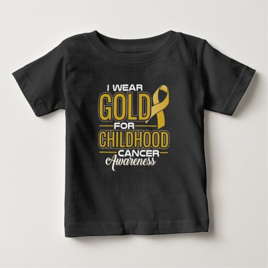 ICH TRAGE GOLD FÜR KINDHEITS-KREBS-BEWUSSTSEIN BABY T-SHIRT (Vorderseite)
