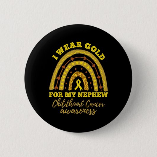 Ich trage Gold für mein Neffe Kindheitskrebs-Bewus Button (Vorderseite)