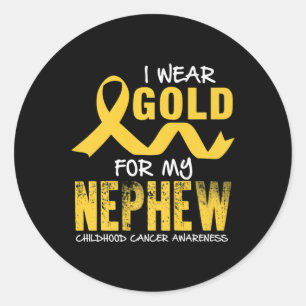 Ich trage Gold für mein Nephew-Kinderkrebs-Bewusst Runder Aufkleber