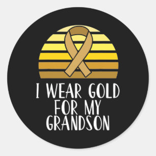 Ich trage Gold für meine Grandson Childhood Cancer Runder Aufkleber