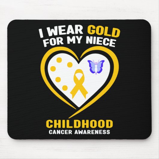 Ich trage Gold für meine Nichte Kinderkrebsvorführ Mousepad (Vorne)