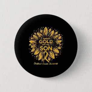 Ich trage Gold für meinen Sohn - Goldene Sonnenblu Button