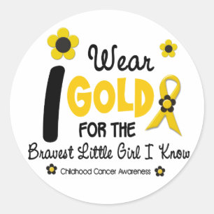 Ich trage Gold für tapferste Mädchen 12 Runder Aufkleber